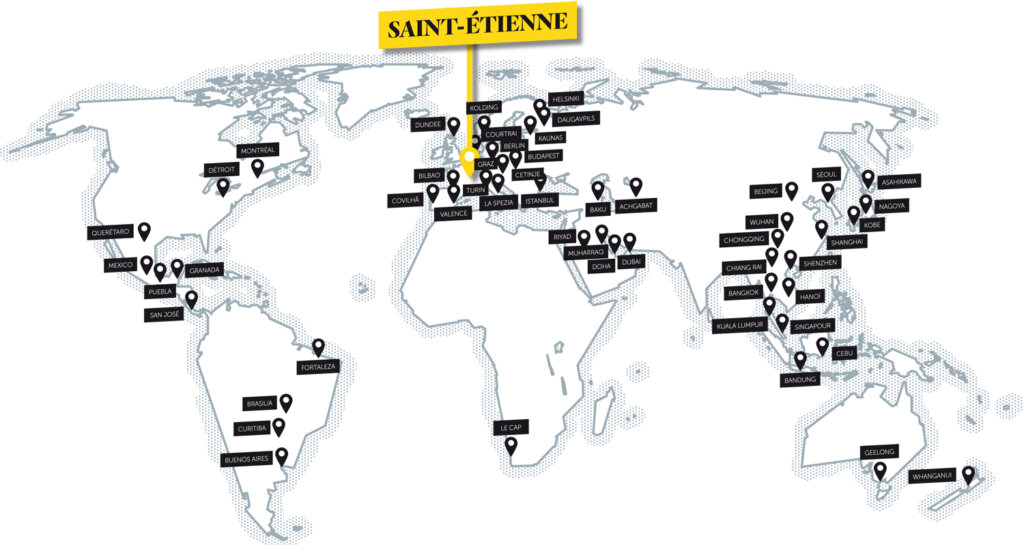 Carte des 49 villes créatives de design de l’UNESCO
